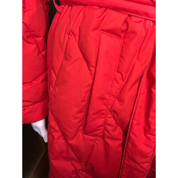 Vintage Lands' End Goose Down Quilted Thick Long Robe Red Bathrobe Full Length M - Picture 5 of 13